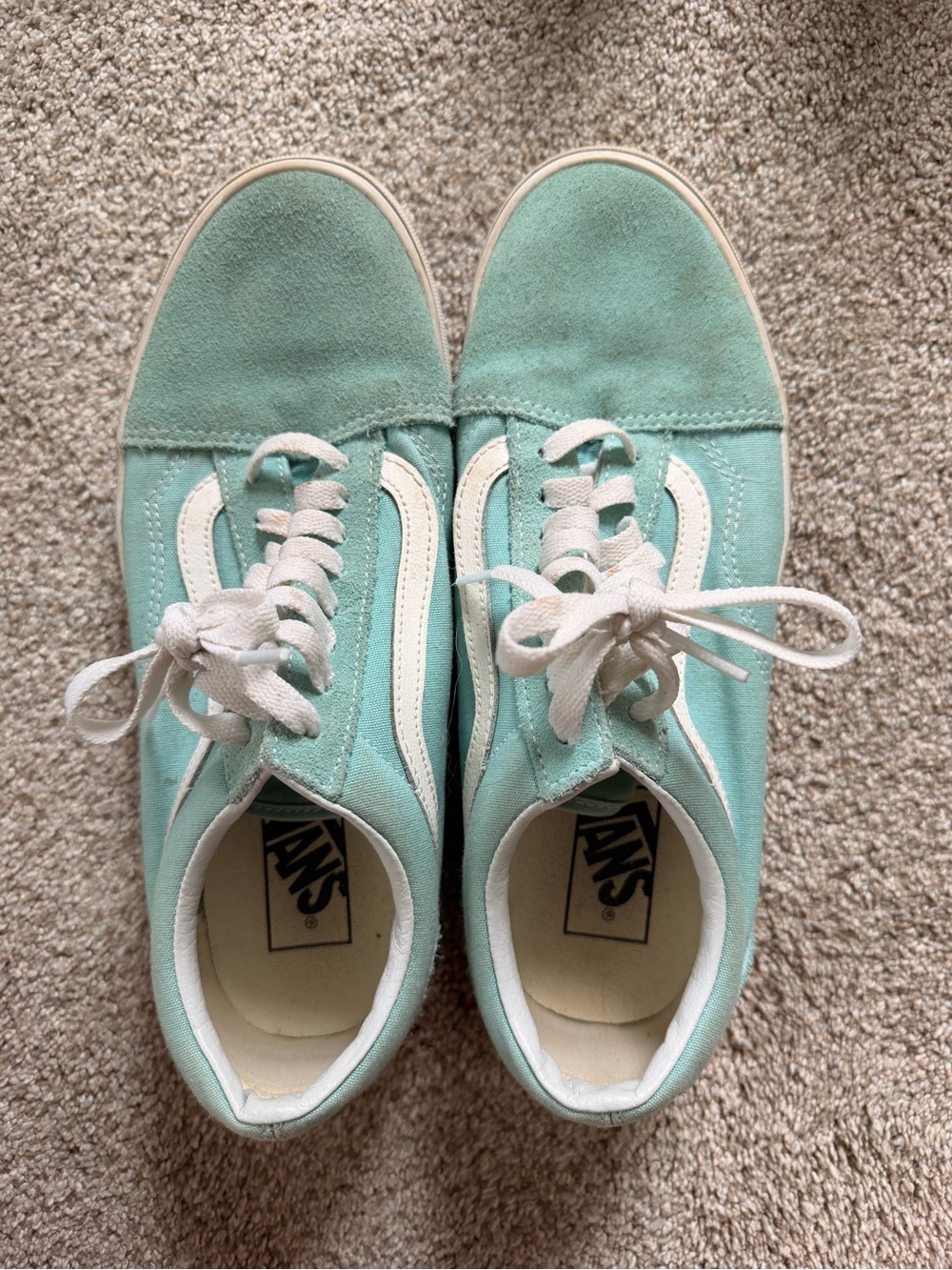 Vans Women's Turquoise Low-Top Sneakers with White Stripe